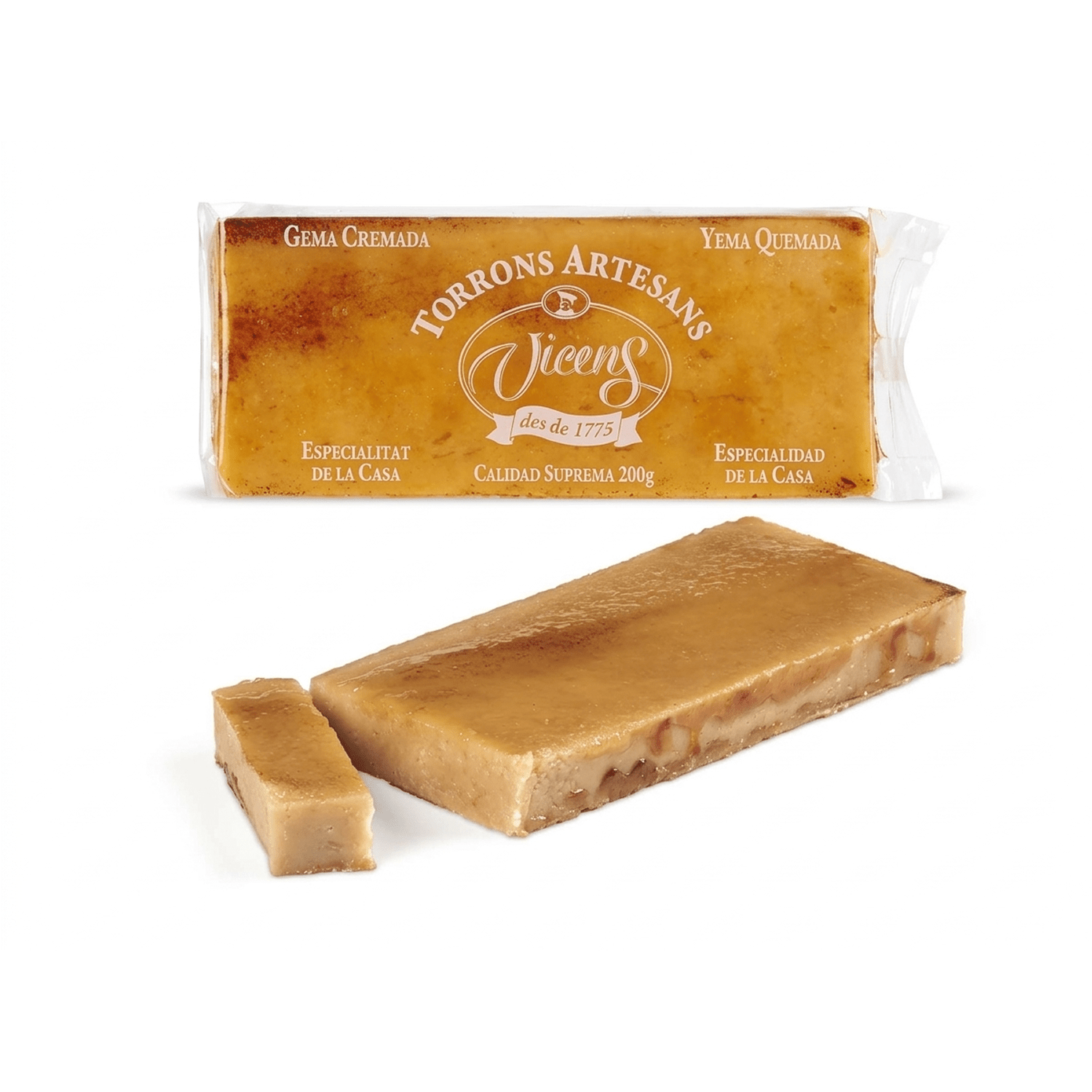 Turrón Yema Quemada Vicens 1 x 200 gr - Bombones - Vicens - 8410495951299 - ExtraVirgen.Store